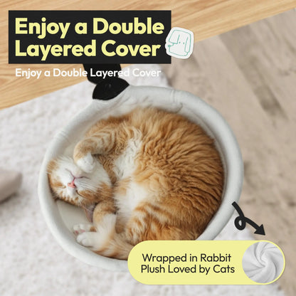 Cat Desk Hammock Bed – Rotating Cat Bed for Desk or Table, Upgraded Clamp with Sponge Pad, Holds up to 50LBS, Soft & Sturdy Cat Nest for Indoor Cats