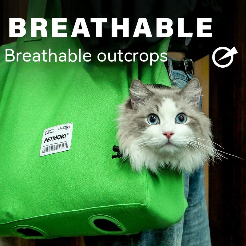 Large Capacity Pet Cat Bag Multifunctional Breathable Dog Canvas Carrier Bag Escape-Proof Pet Shoulder Carrying Bag Pet Supplies