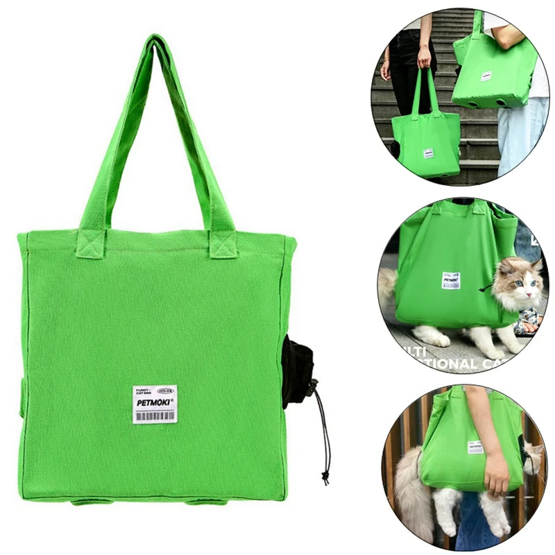 Large Capacity Pet Cat Bag Multifunctional Breathable Dog Canvas Carrier Bag Escape-Proof Pet Shoulder Carrying Bag Pet Supplies