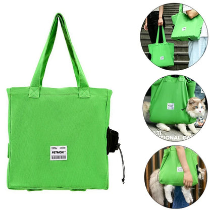 Large Capacity Pet Cat Bag Multifunctional Breathable Dog Canvas Carrier Bag Escape-Proof Pet Shoulder Carrying Bag Pet Supplies