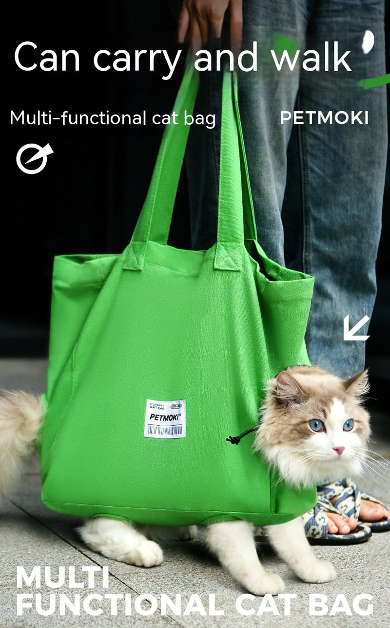 Large Capacity Pet Cat Bag Multifunctional Breathable Dog Canvas Carrier Bag Escape-Proof Pet Shoulder Carrying Bag Pet Supplies